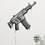 A sketch of a thompson submachine gun, the we… – tattoo sketch (№1751396568_0, 01.07.2025 19:02) — tattoovalue.net