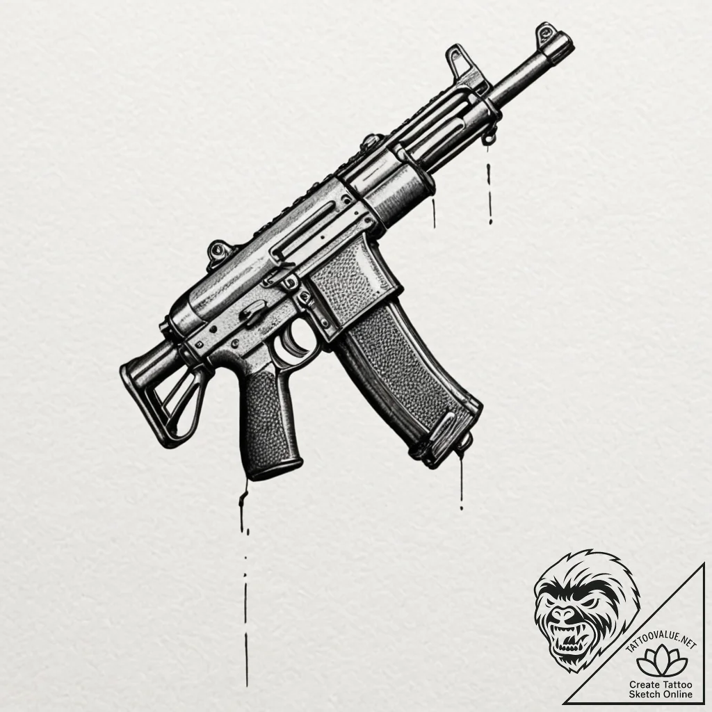 A sketch of a thompson submachine gun, the we... - tattoo sketch (№1751396568_0, 01.07.2025 19:02) — tattoovalue.net