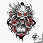 A trash polka sketch of the demogorgon, its f… – tattoo sketch (№1751397039_0, 01.07.2025 19:10) — tattoovalue.net