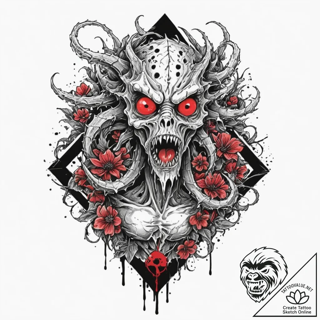 A trash polka sketch of the demogorgon, its f... - tattoo sketch (№1751397039_0, 01.07.2025 19:10) — tattoovalue.net