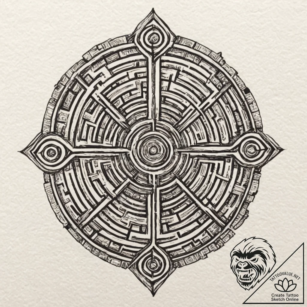 A linework tattoo of the maze symbol from wes... - tattoo sketch (№1751397353_0, 01.07.2025 19:15) — tattoovalue.net