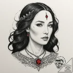 A neo-traditional tattoo of melisandre, the r… – tattoo sketch (№1751397826_0, 01.07.2025 19:23) — tattoovalue.net