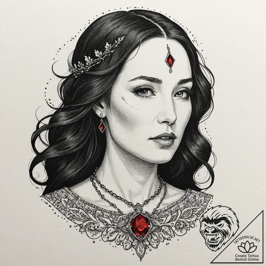 A neo-traditional tattoo of melisandre, the r... - tattoo sketch (№1751397826_0, 01.07.2025 19:23) — tattoovalue.net