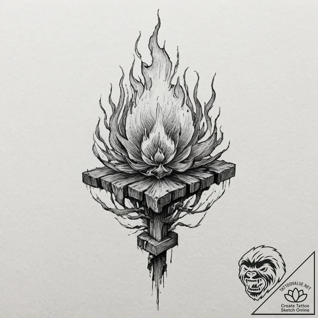 Flame, concept art for tattoo, moderately det... - tattoo sketch (№1751398453_0, 01.07.2025 19:34) — tattoovalue.net
