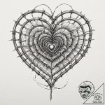 Barbed wire heart, concept art for tattoo, cl… – tattoo sketch (№1751399234_0, 01.07.2025 19:47) — tattoovalue.net