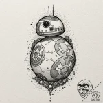 39. a tattoo flash sheet of star wars droids:… – tattoo sketch (№1751399312_0, 01.07.2025 19:48) — tattoovalue.net