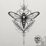 A linework tattoo of the firefly symbol from… – tattoo sketch (№1751399391_0, 01.07.2025 19:49) — tattoovalue.net