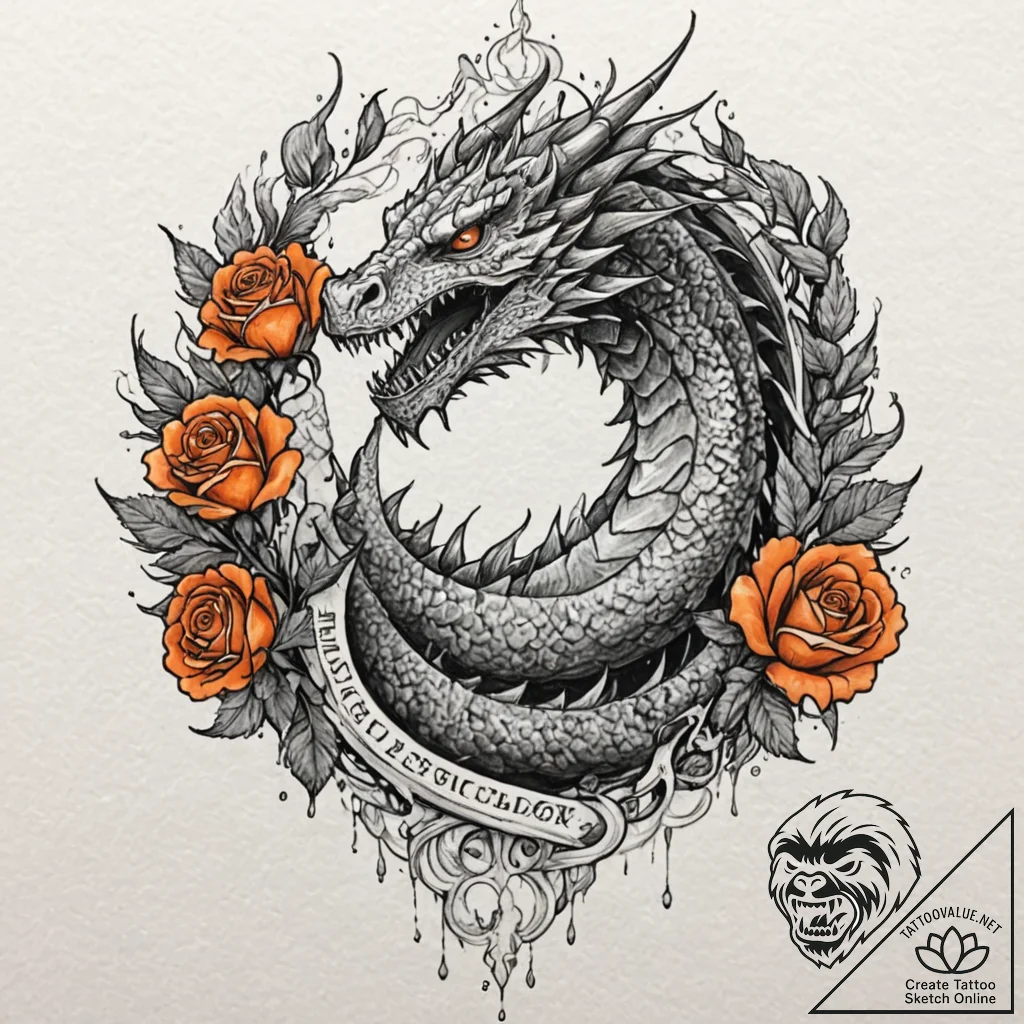A watercolor tattoo of a dragon (drogon) brea... - tattoo sketch (№1751399470_0, 01.07.2025 19:51) — tattoovalue.net