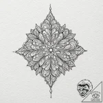 Snowflake under a microscope, tattoo flash sh… – tattoo sketch (№1751399628_0, 01.07.2025 19:53) — tattoovalue.net