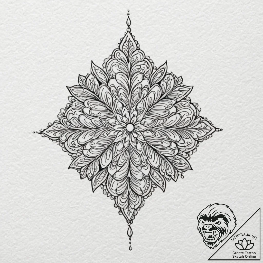 Snowflake under a microscope, tattoo flash sh... - tattoo sketch (№1751399628_0, 01.07.2025 19:53) — tattoovalue.net