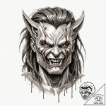Trash polka sketch of the predator’s unmasked… – tattoo sketch (№1751401125_0, 01.07.2025 20:18) — tattoovalue.net