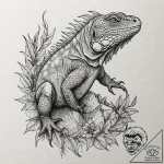 Iguana, tattoo drawing outline, on textured a… – tattoo sketch (№1751401203_0, 01.07.2025 20:20) — tattoovalue.net