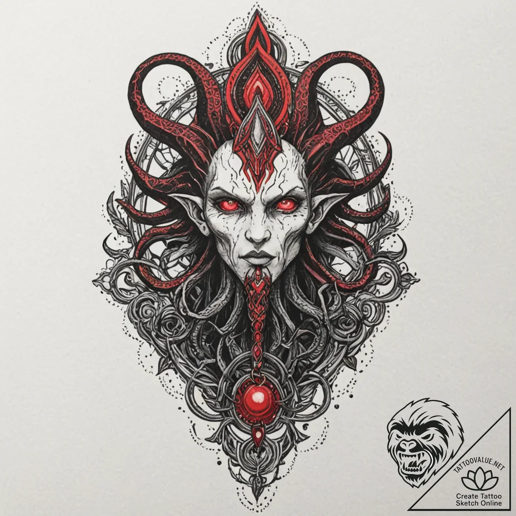 Nyarlathotep, tattoo flash sheet design, blac... - tattoo sketch (№1751401518_0, 01.07.2025 20:25) — tattoovalue.net