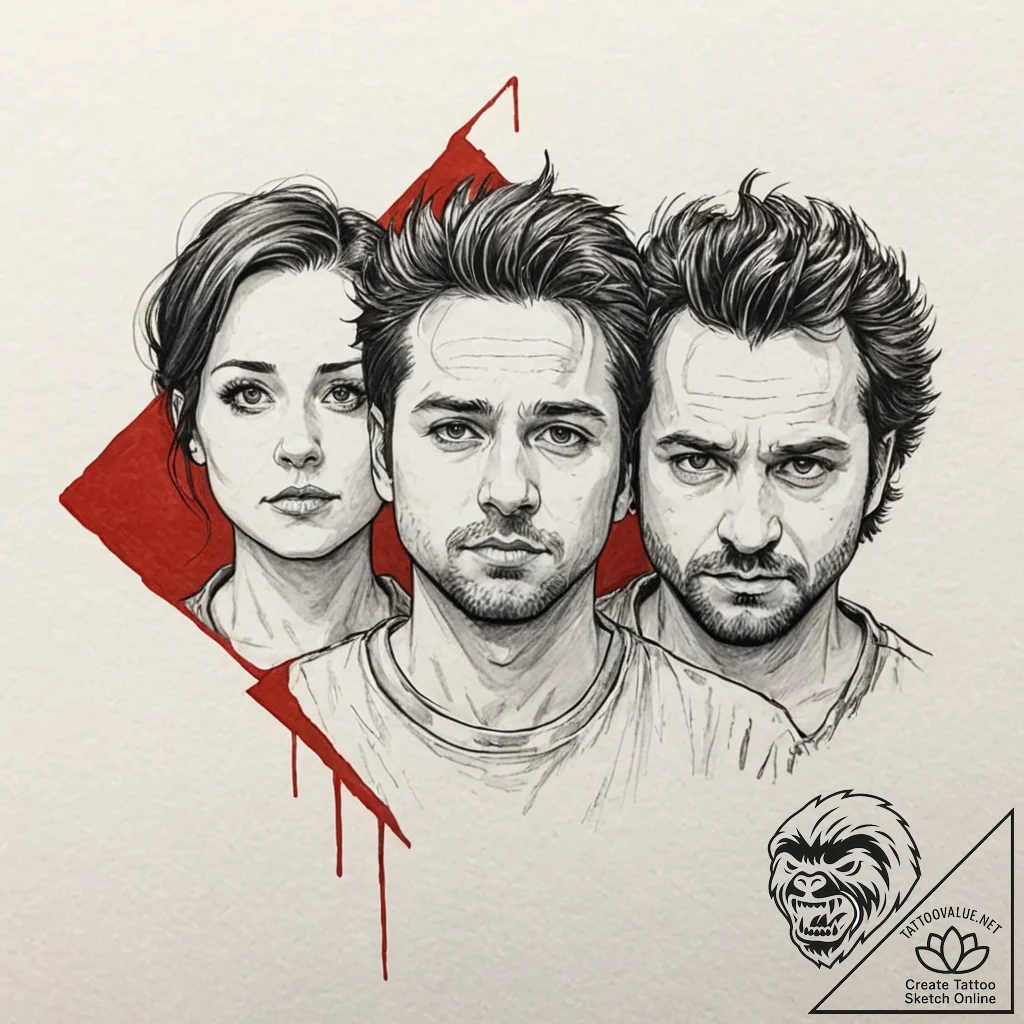A watercolor sketch of the main characters fr... - tattoo sketch (№1751401911_0, 01.07.2025 20:31) — tattoovalue.net