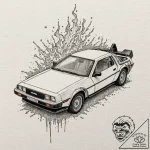 A neo-traditional tattoo of the delorean time… – tattoo sketch (№1751402223_0, 01.07.2025 20:37) — tattoovalue.net