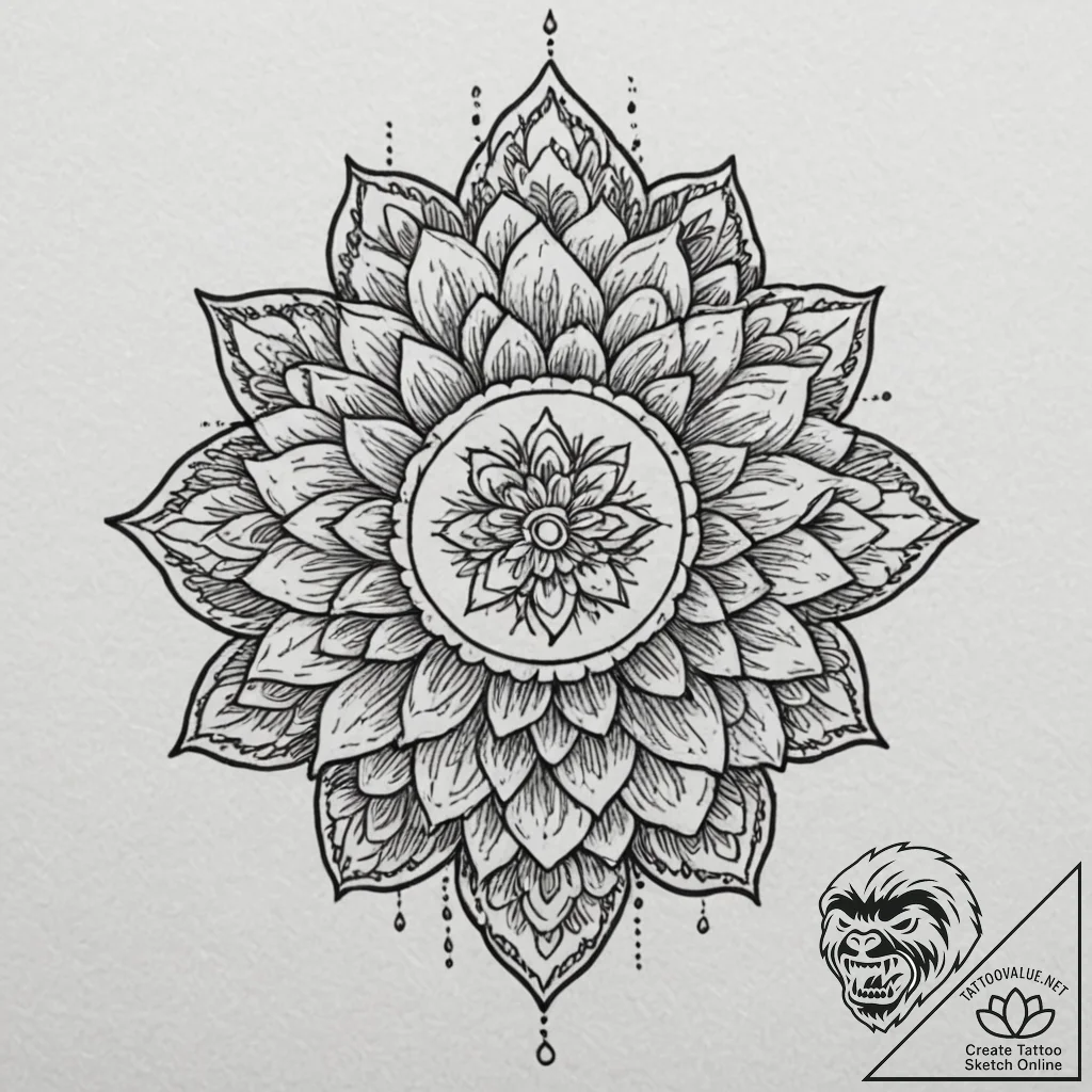 Indian, concept art for tattoo, studio lighti... - tattoo sketch (№1751402775_0, 01.07.2025 20:46) — tattoovalue.net