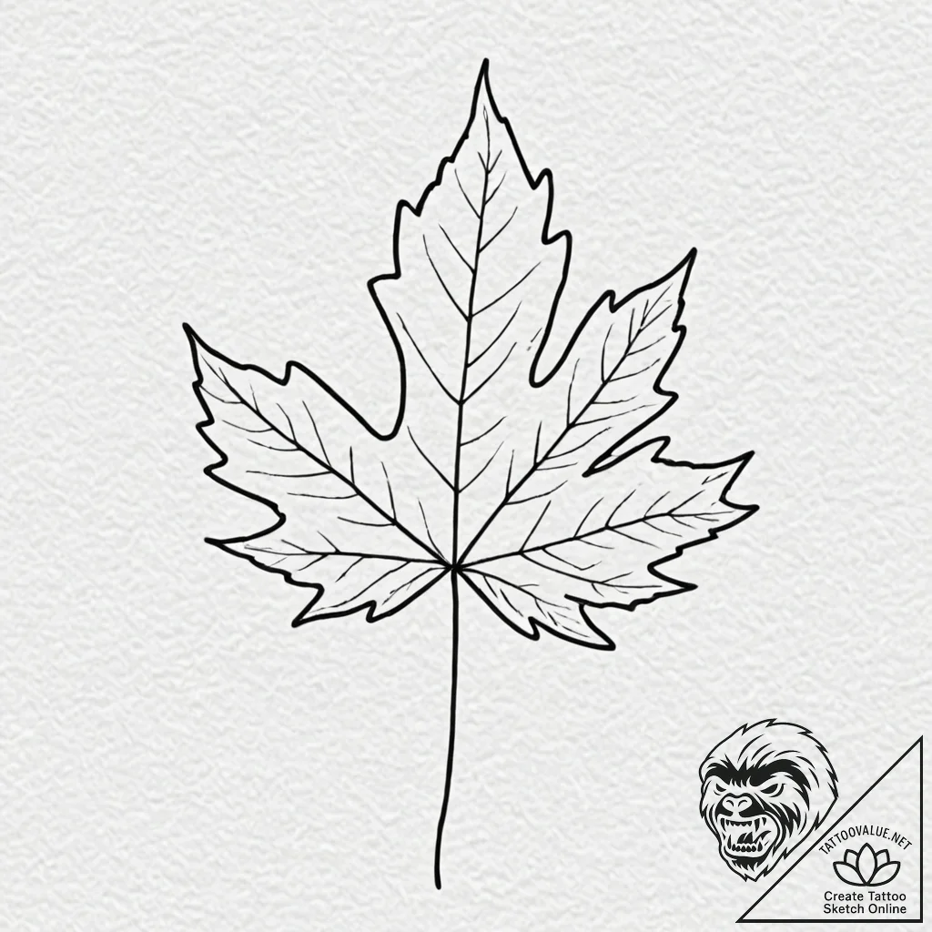 Maple leaf, concept art for tattoo, vibrant c... - tattoo sketch (№1751402853_0, 01.07.2025 20:47) — tattoovalue.net