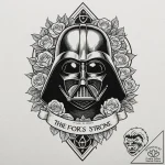 Chicano style tattoo sketch of darth vader’s… – tattoo sketch (№1751402931_0, 01.07.2025 20:48) — tattoovalue.net