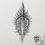 Dagger, tattoo line art, aesthetically pleasi… – tattoo sketch (№1751403009_0, 01.07.2025 20:50) — tattoovalue.net