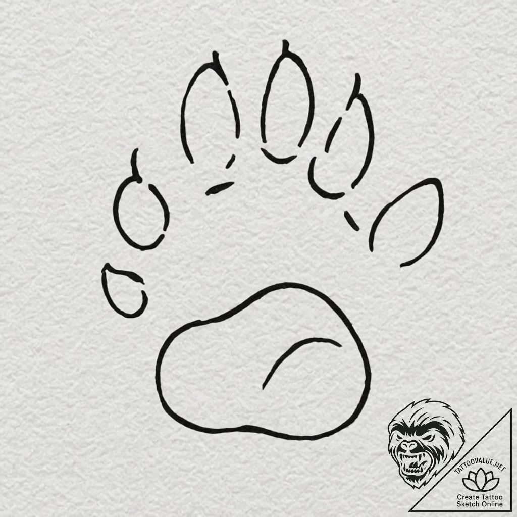 Cat's paws, concept art for tattoo, minimalis... - tattoo sketch (№1751403087_0, 01.07.2025 20:51) — tattoovalue.net