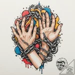Chained hands breaking free, tattoo line art,… – tattoo sketch (№1751403245_0, 01.07.2025 20:54) — tattoovalue.net