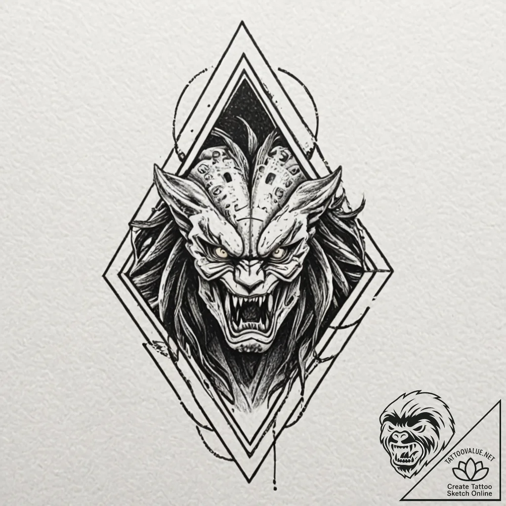118. a linework design of the predator's tria... - tattoo sketch (№1751403323_0, 01.07.2025 20:55) — tattoovalue.net