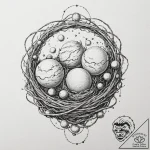 A bird’s nest holding planets instead of eggs… – tattoo sketch (№1751404698_0, 01.07.2025 21:18) — tattoovalue.net