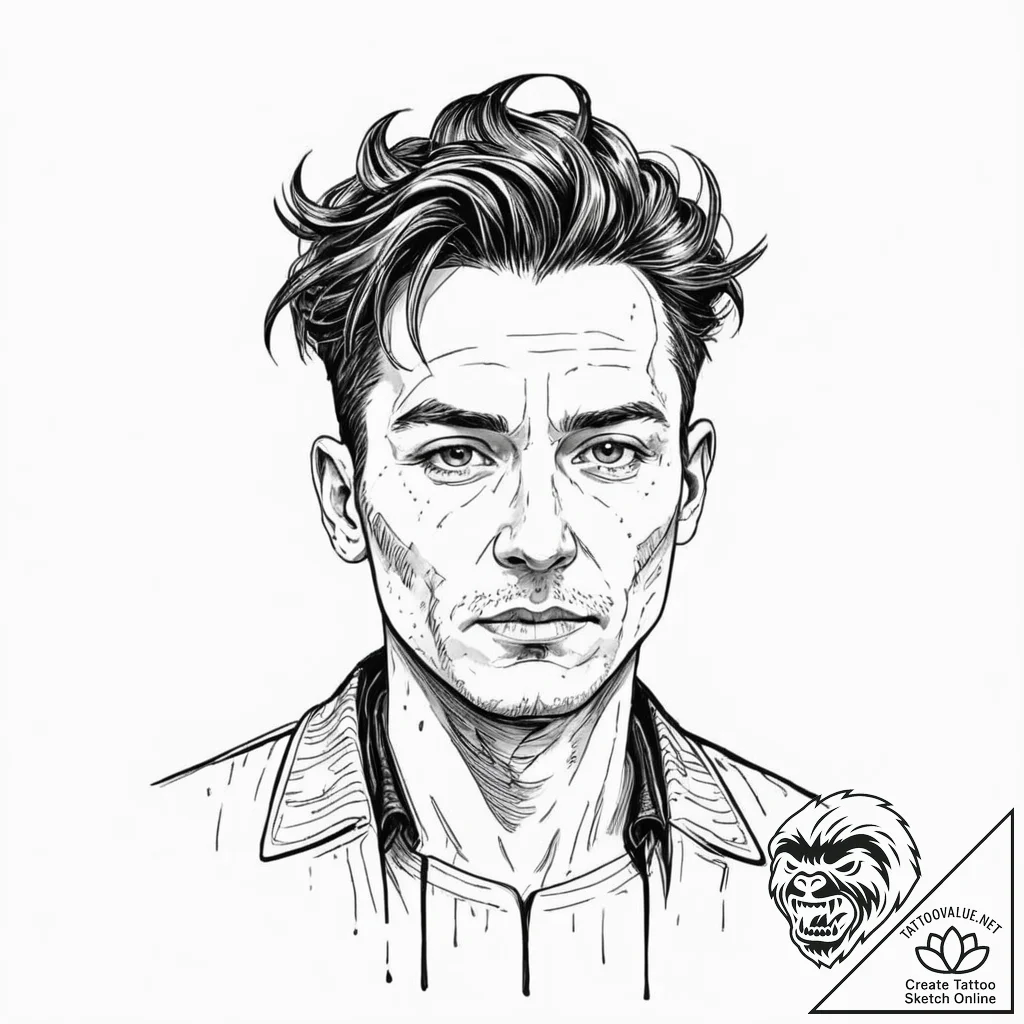 A trash polka sketch of zorg, with his distin... - tattoo sketch (№1751404938_0, 01.07.2025 21:22) — tattoovalue.net