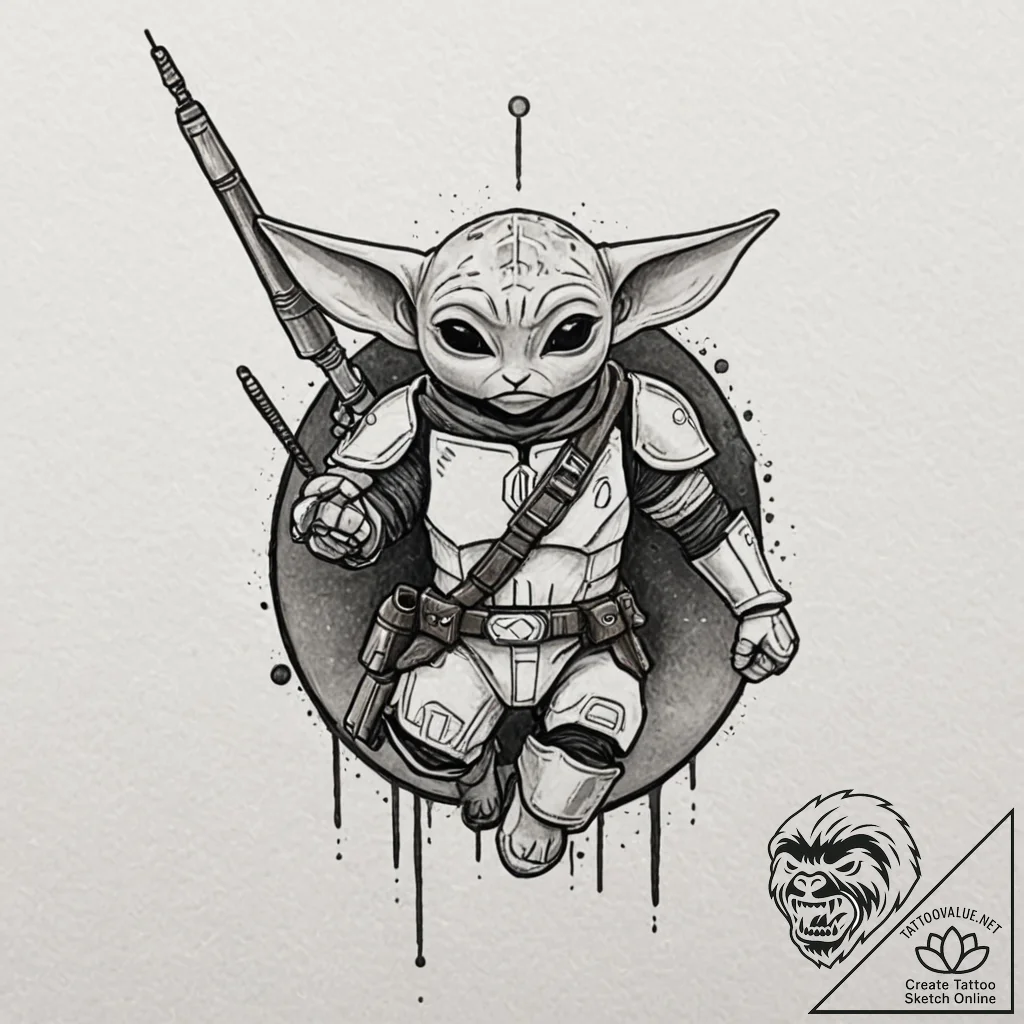 A neo-traditional tattoo of the main characte... - tattoo sketch (№1751405016_0, 01.07.2025 21:23) — tattoovalue.net