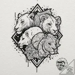 A linework tattoo of the “hakuna matata” trio… – tattoo sketch (№1751405643_0, 01.07.2025 21:34) — tattoovalue.net