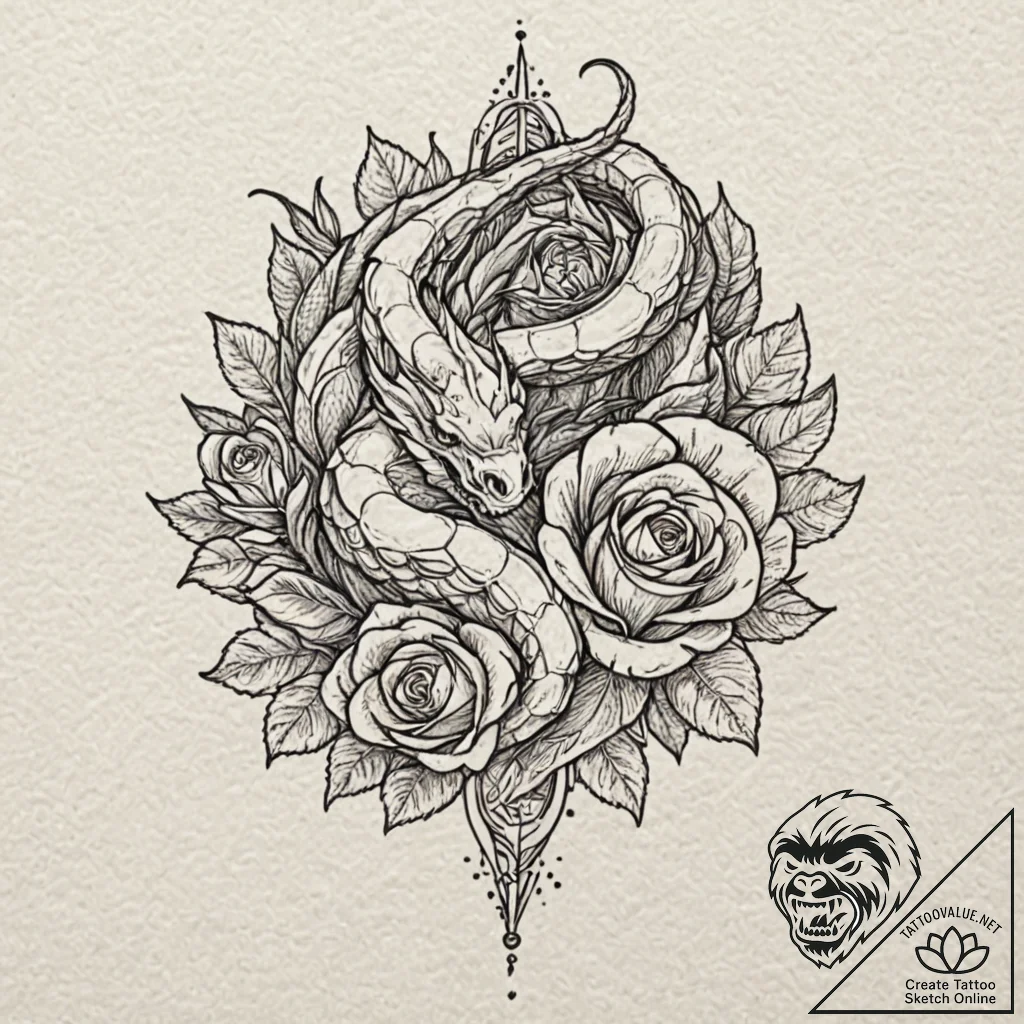 Basilisk, concept art for tattoo, on textured... - tattoo sketch (№1751405721_0, 01.07.2025 21:35) — tattoovalue.net