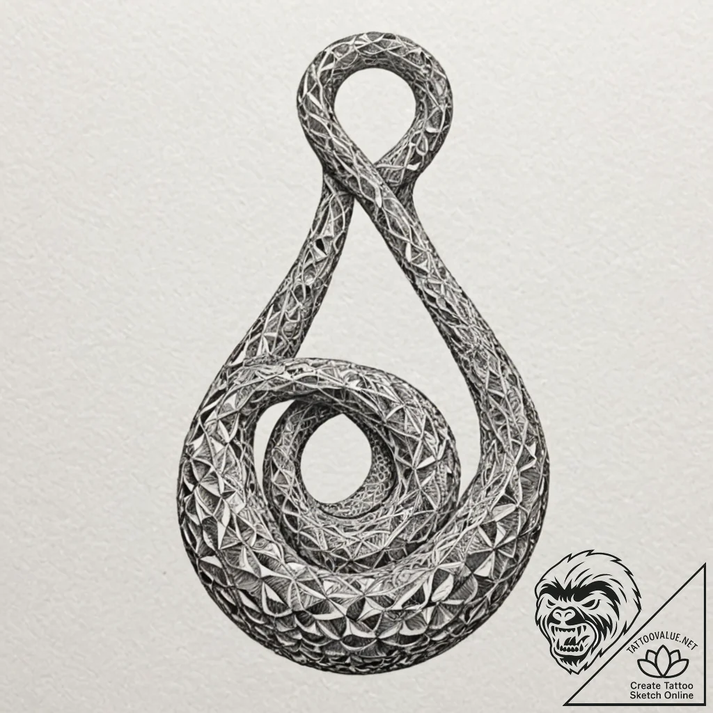 Klein bottle, tattoo drawing outline, subtle... - tattoo sketch (№1751406715_0, 01.07.2025 21:51) — tattoovalue.net