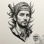 A neo-traditional portrait of chainsaw man, i… – tattoo sketch (№1751407466_0, 01.07.2025 22:04) — tattoovalue.net