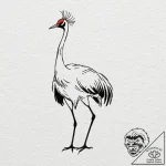 A red-crowned crane dancing, tattoo line art,… – tattoo sketch (№1751409219_0, 01.07.2025 22:33) — tattoovalue.net