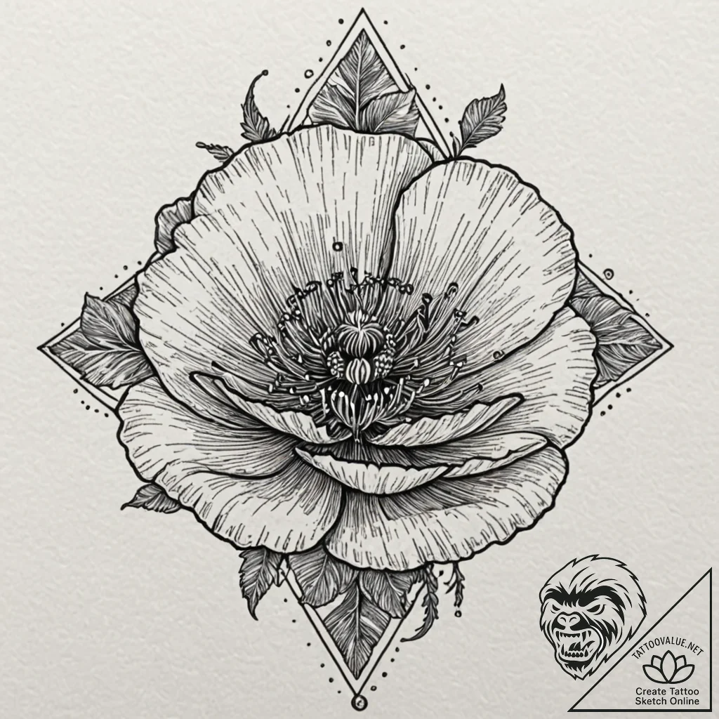 Poppy, tattoo drawing outline, minimalist tat... - tattoo sketch (№1751409390_0, 01.07.2025 22:36) — tattoovalue.net