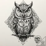 Neo-traditional tattoo design of the owl from… – tattoo sketch (№1751409971_0, 01.07.2025 22:46) — tattoovalue.net