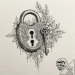 Lock and key (as a pair), tattoo line art, on… – tattoo sketch (№1751410060_0, 01.07.2025 22:47) — tattoovalue.net