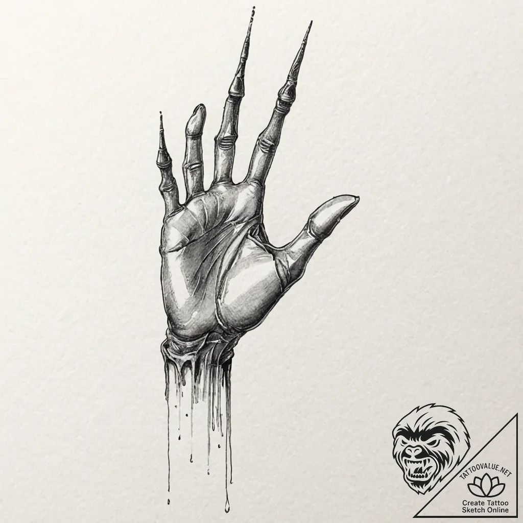 A watercolor sketch of the t-1000's blade arm... - tattoo sketch (№1751410141_0, 01.07.2025 22:49) — tattoovalue.net