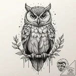 Owl with key, tattoo sketch design, clean lin… – tattoo sketch (№1751410558_0, 01.07.2025 22:55) — tattoovalue.net