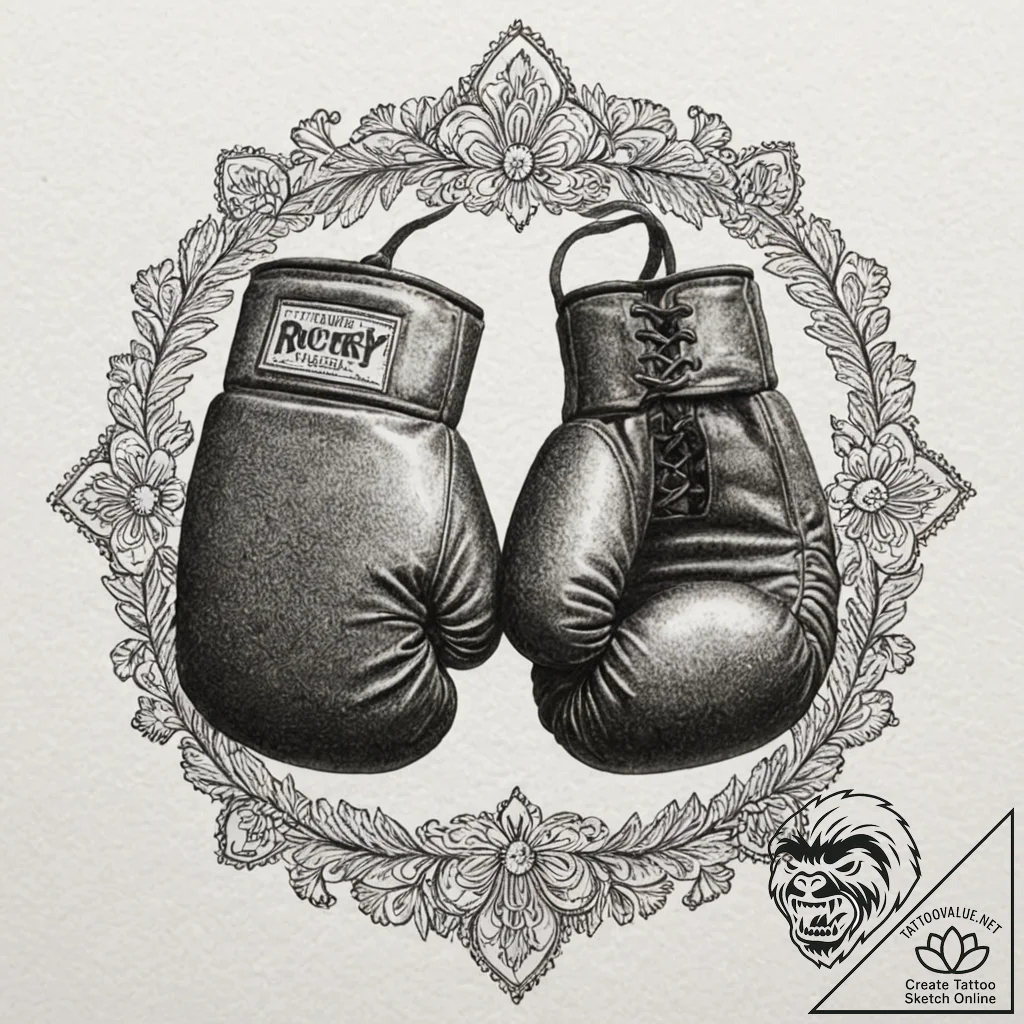 A linework tattoo of the iconic boxing gloves... - tattoo sketch (№1751410803_0, 01.07.2025 23:00) — tattoovalue.net