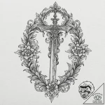A sacrificial dagger on an altar, tattoo sket… – tattoo sketch (№1751410975_0, 01.07.2025 23:02) — tattoovalue.net