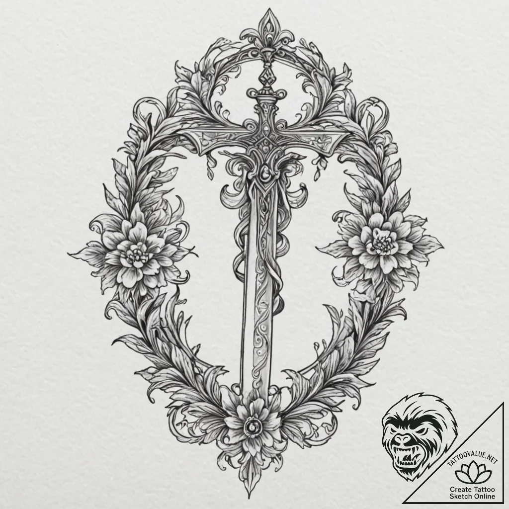 A sacrificial dagger on an altar, tattoo sket... - tattoo sketch (№1751410975_0, 01.07.2025 23:02) — tattoovalue.net