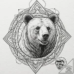 A neo-traditional tattoo of the bear in the c… – tattoo sketch (№1751411056_0, 01.07.2025 23:04) — tattoovalue.net
