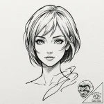 A sketch of makima from chainsaw man, with he… – tattoo sketch (№1751411777_0, 01.07.2025 23:16) — tattoovalue.net