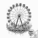 Ferris wheel, ink illustration for tattoo, cl… – tattoo sketch (№1751411867_0, 01.07.2025 23:17) — tattoovalue.net