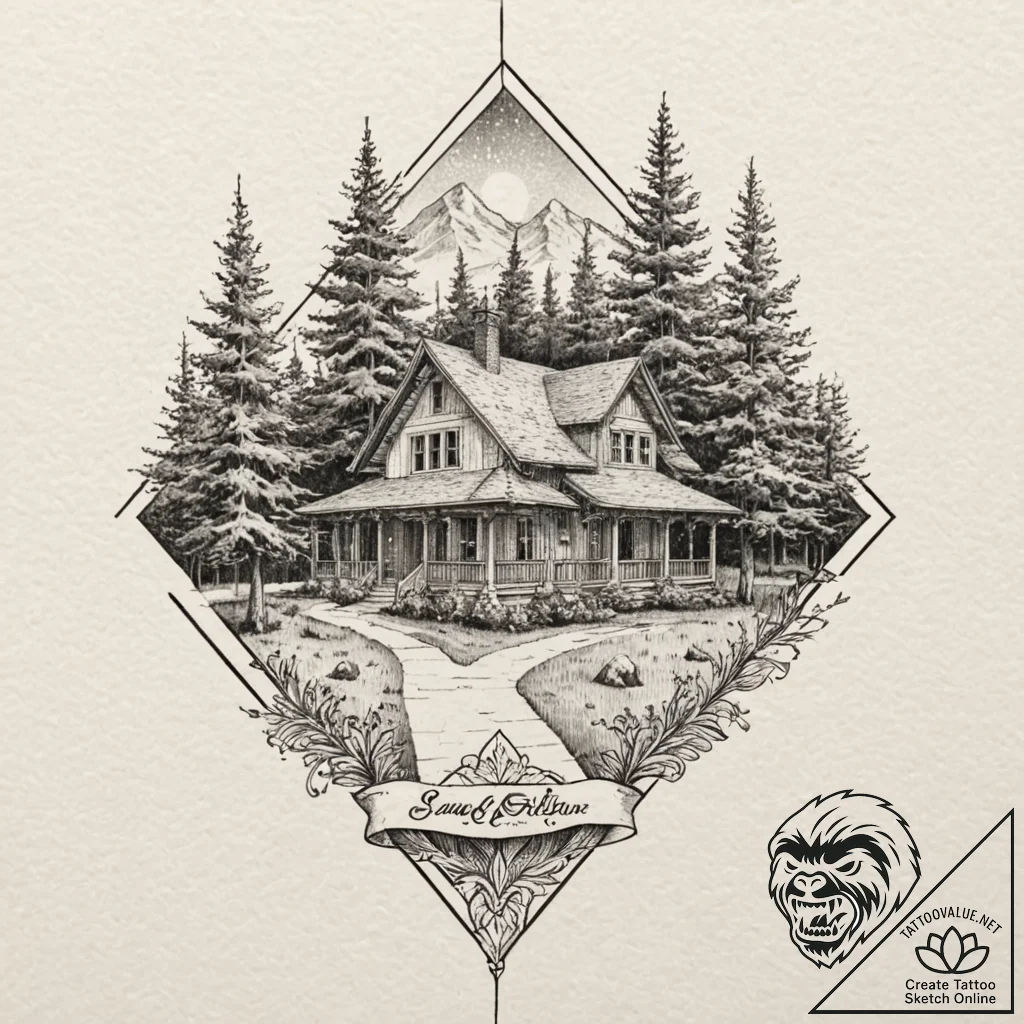 A neo-traditional tattoo of the "showdown at... - tattoo sketch (№1751411949_0, 01.07.2025 23:19) — tattoovalue.net