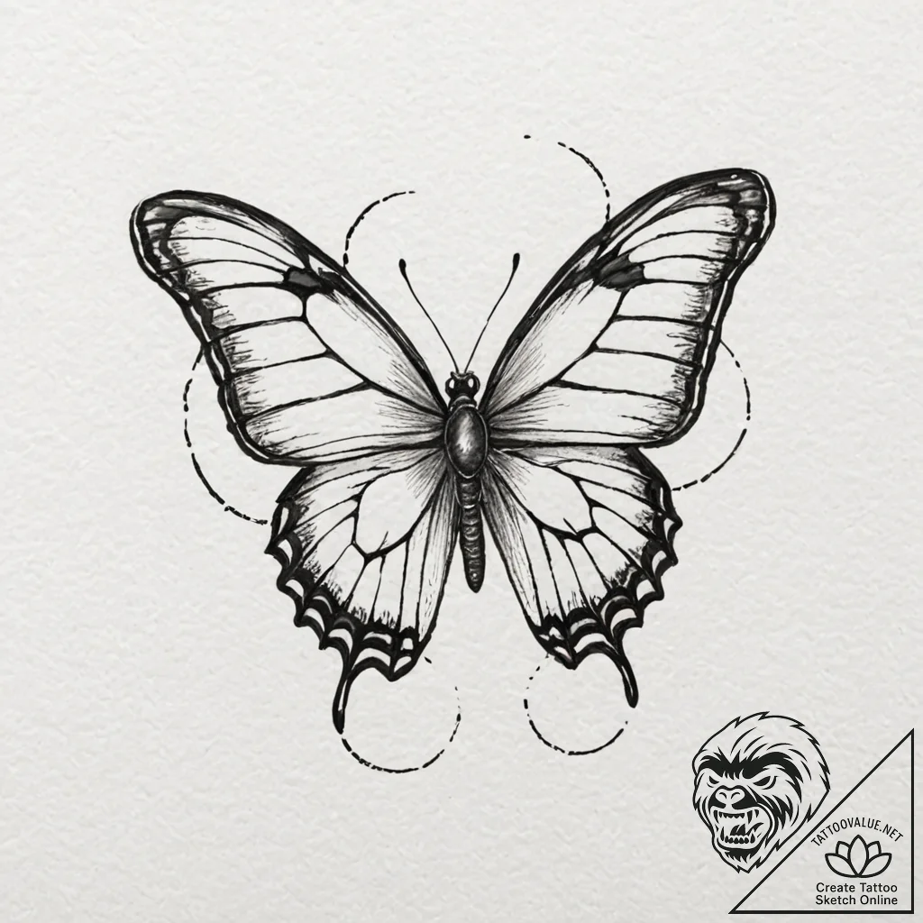 A watercolor tattoo of the butterfly effect f... - tattoo sketch (№1751412032_0, 01.07.2025 23:20) — tattoovalue.net
