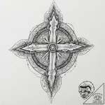 Inverted cross, ink illustration for tattoo,… – tattoo sketch (№1751412296_0, 01.07.2025 23:24) — tattoovalue.net