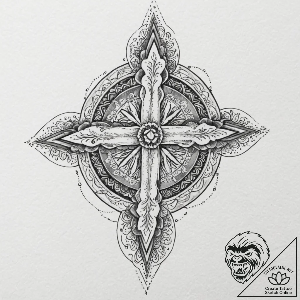 Inverted cross, ink illustration for tattoo,... - tattoo sketch (№1751412296_0, 01.07.2025 23:24) — tattoovalue.net