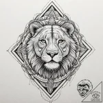 Lioness, ink illustration for tattoo, geometr… – tattoo sketch (№1751412377_0, 01.07.2025 23:26) — tattoovalue.net